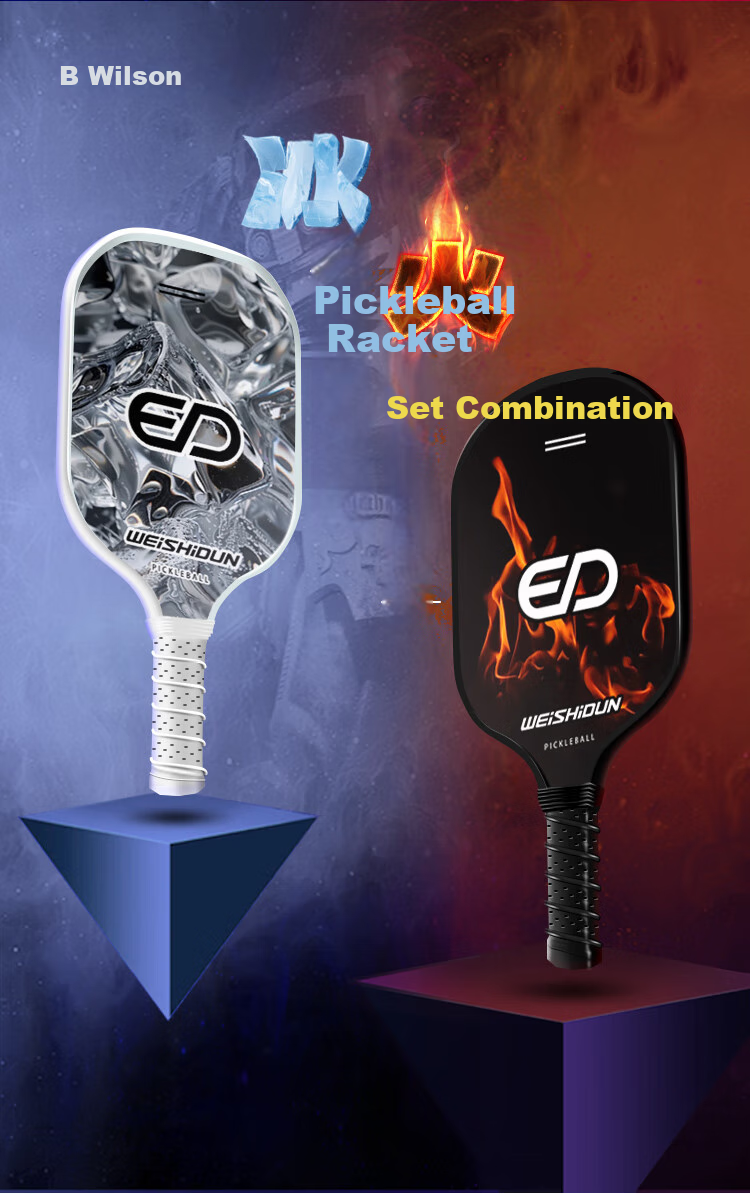 WEISHIDUN Paddleball Ice And Fire Set, Carbon Fiber T300PICKLEBALL, Indoor And Outdoor Sports Equipment 1