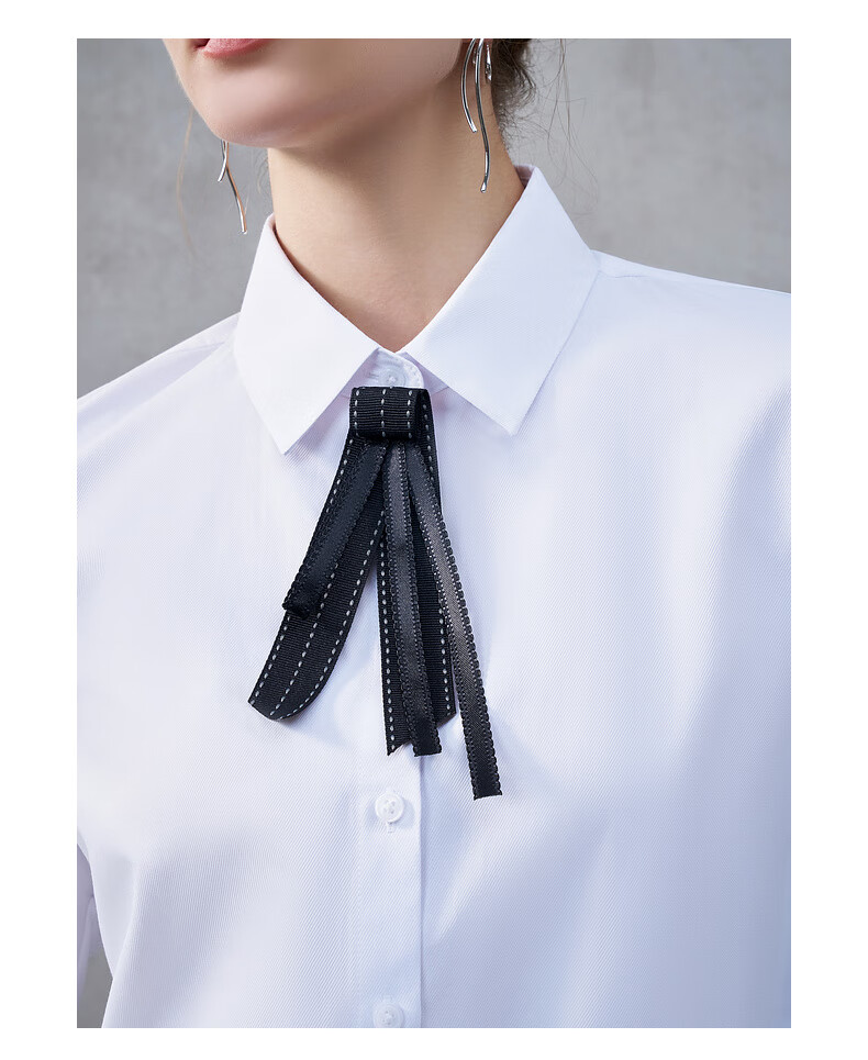 G2000 Women's Long Sleeve Commuter Shirt with Bow Tie, Cotton Comfort, All-Season, Mall Style 12
