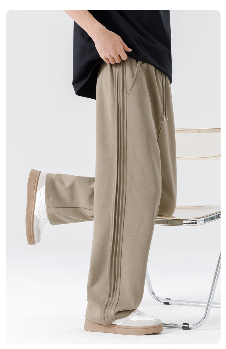 Baleno Men's Casual Pants Spring Autumn Trendy Design Wide Leg High Waist Straight Fit Simple Versatile Loose Trousers 13