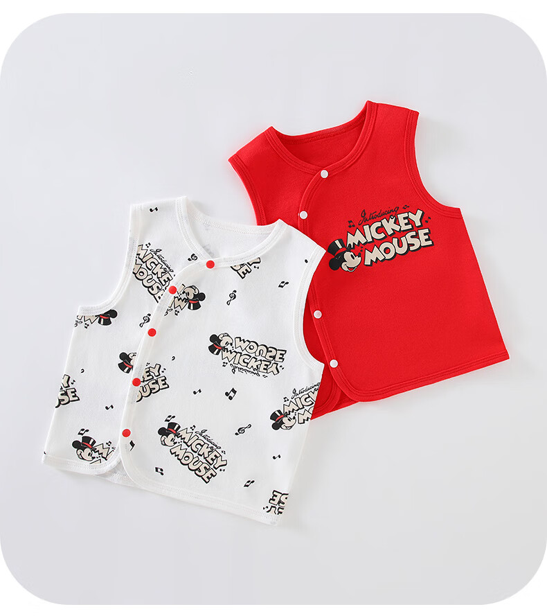 Disney 2-Piece Baby Vest Set Newborn Festive Red Cotton Sleeveless Shirt for 100 Days Celebration Spring Autumn Winter Size 59 3