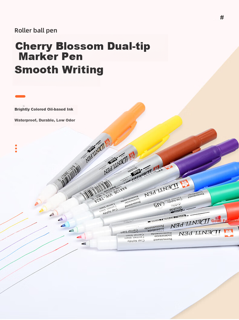 SAKURA Dual-Tip Marker Pen, Signature Pen, Marker Pen, Oil-Based Outline Pen, CD Pen, Imported from Japan, Yellow 1