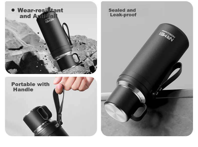 NRMEi Magnetic Insulated Mug, Large Capacity, Men's Tea Infuser, 316 Stainless Steel, Portable, Tea Steeping, Magnetic Pop-Up Thermos Water Cup for Me 4