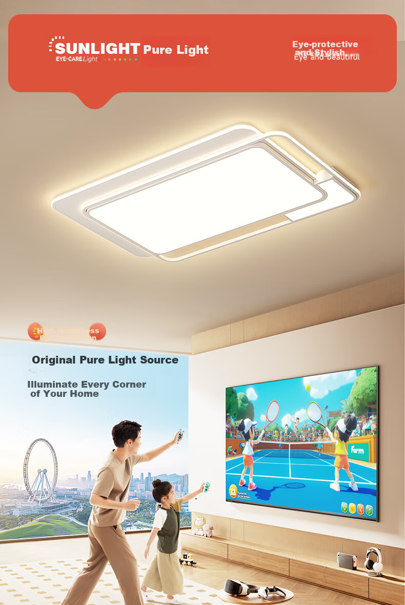 GUJIA LED Ceiling Light, Eye-Protecting Puri Light Source, Nordic Living Room Lighting Fixture, Three-Bedroom Two-Living Room Package [Installation Included] 2