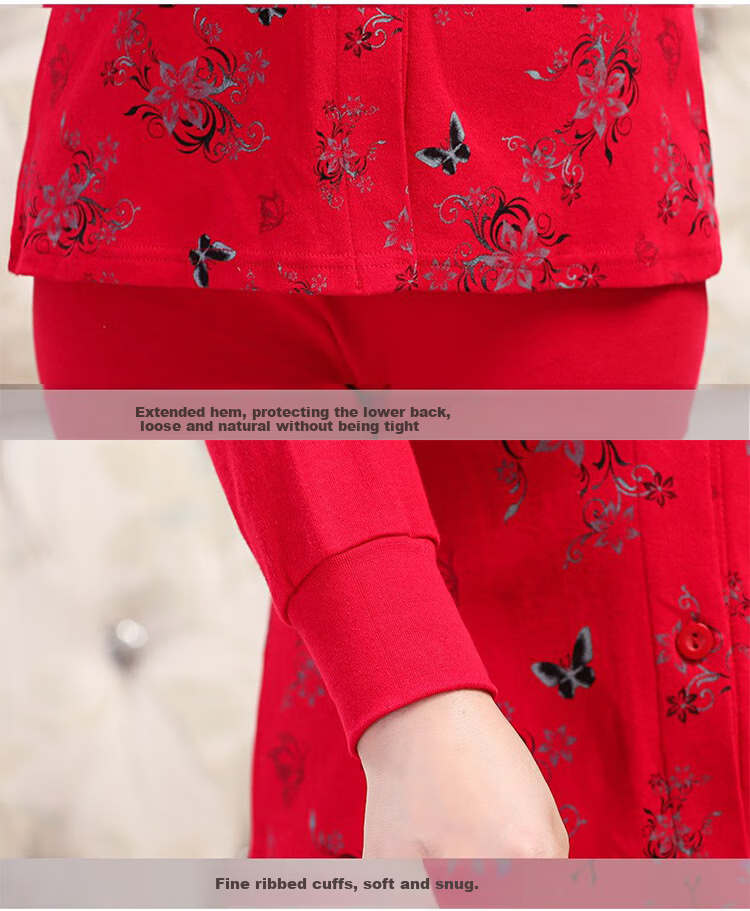 Hengyuanxiang [Middle-Aged And Elderly Cardigan] Women's Underwear, 100% Pure Cotton Thin Underwear Set, Mom's Spring Seaso 18