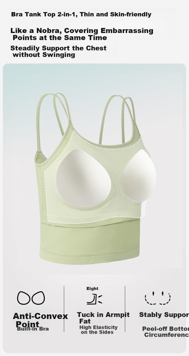 Dushiliren Women's Camisole Tank Top, All-Season Bra with Built-In Pads, Solid Color Thin Style, Beautiful Back Design, Suitable for Outer Wear Or As Undershirt, Green, Size M 7