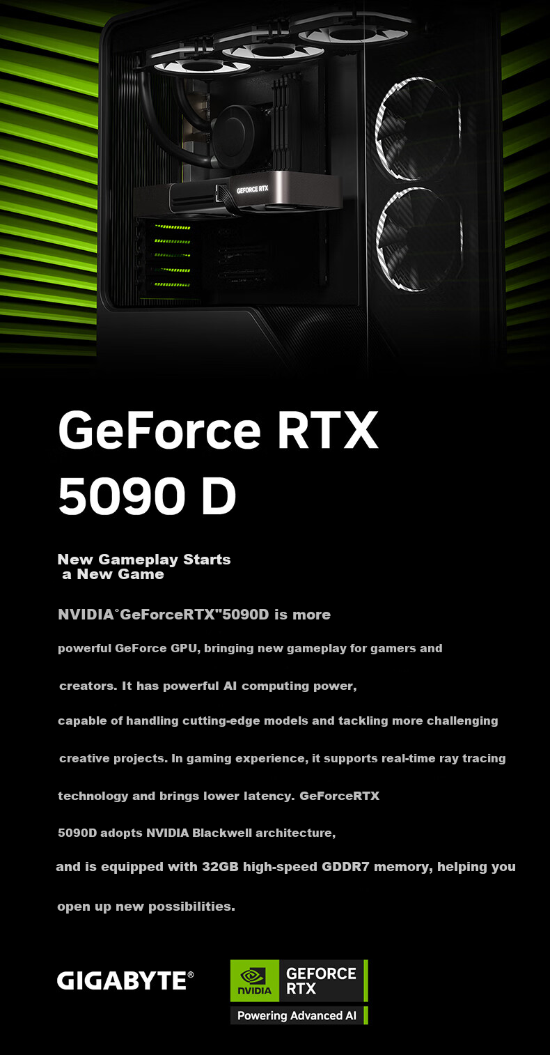 GIGABYTE 5090 D v2 Graphics Card, GeForce RTX 5090 D v2 Gaming 24G DLSS4 E-Sports Gaming Design AI [4-Year Warranty with Registration] 9