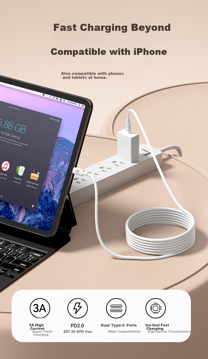 JD Original [Two-Pack] PD/AVS60W Fast Charging Compatible with Apple 18/17 Type-C Data Cable, Car Charger Suitable for IPhone, Android Phones, Tablets, Laptops, 1.5 Meters 10