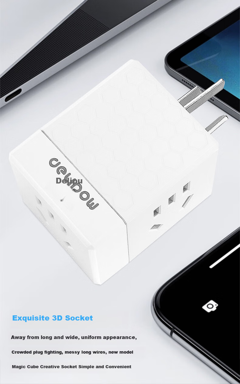 Delipow Power Strip, One-To Multifunctional Socket, USB Charger/wireless Socket Adapter/travel Converter Plug, 1-To Adapter [White] 2
