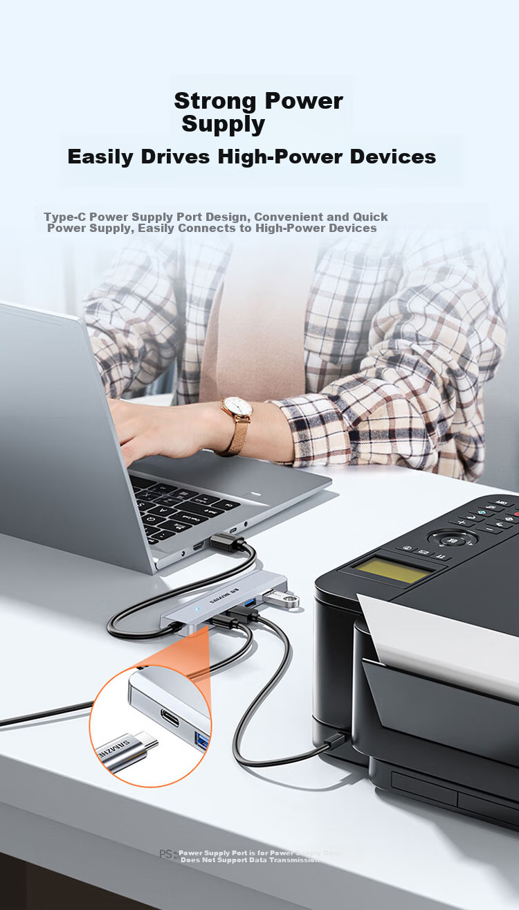 SAMZHE USB3.0 Hub Expander, High-Speed 4-Port Hub Splitter Docking Station, Laptop Hub Multi-Port Adapter Converter Extension Cable HUB11 4