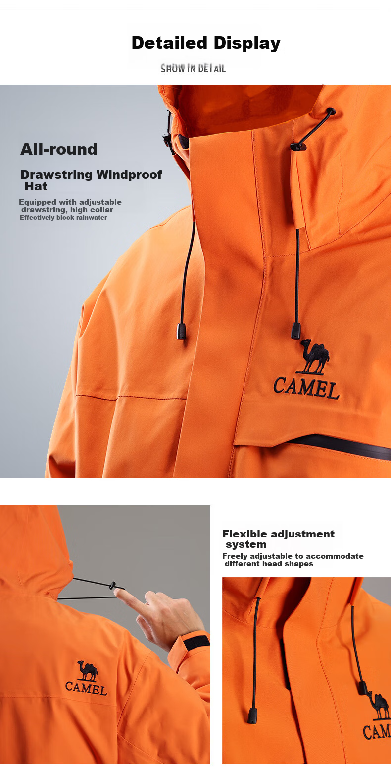 CAMEL Three-In down Inner Liner Outdoor Jacket Windproof Waterproof Coat Triple Protection Mountaineering Suit G603A M 9