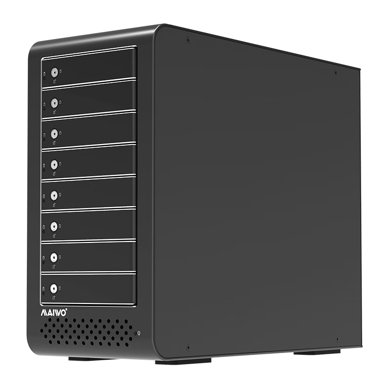 MAIWO K8FSAS Disk Array Enclosure, Eight-Bay Hard Drive Enclosure, Compatible with SATA/SAS Hard Drives, 4K High-Definition Video Data Hard Drive Enclosure, All-Aluminum Black