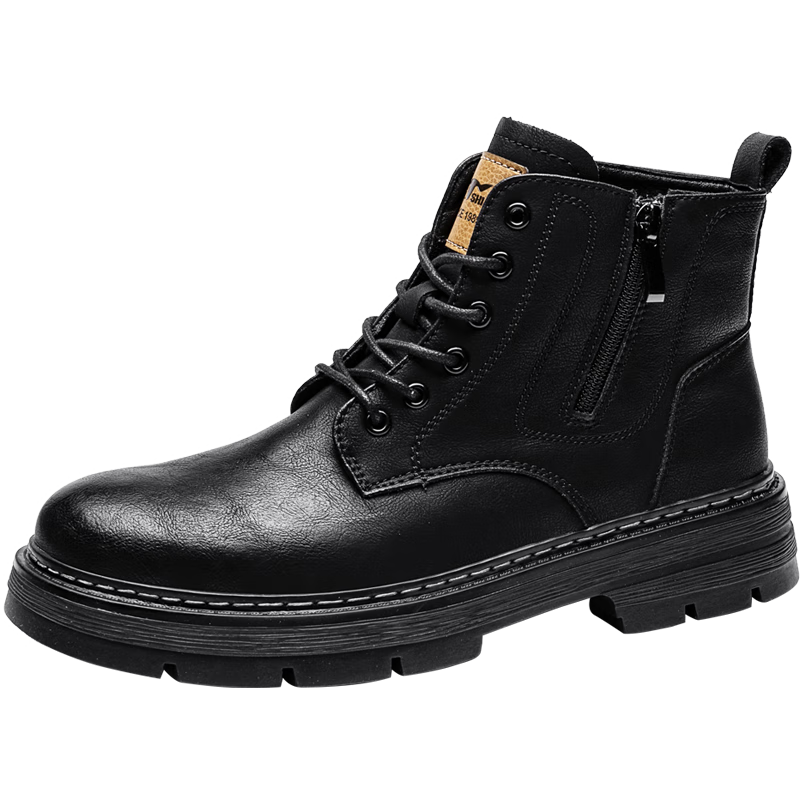 G.N.Shi Jia New Year Gift Men's Genuine Leather Martin Boots High-top Work Boots Vintage Distressed Height Increasing Shoes