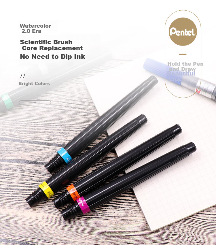 Pentel Colored Scientific Brush Pen, Chinese-Style Calligraphy And Drawing Soft Brush Pen (Suitable for XGFL), Brush Refill FR-106X Brow 1