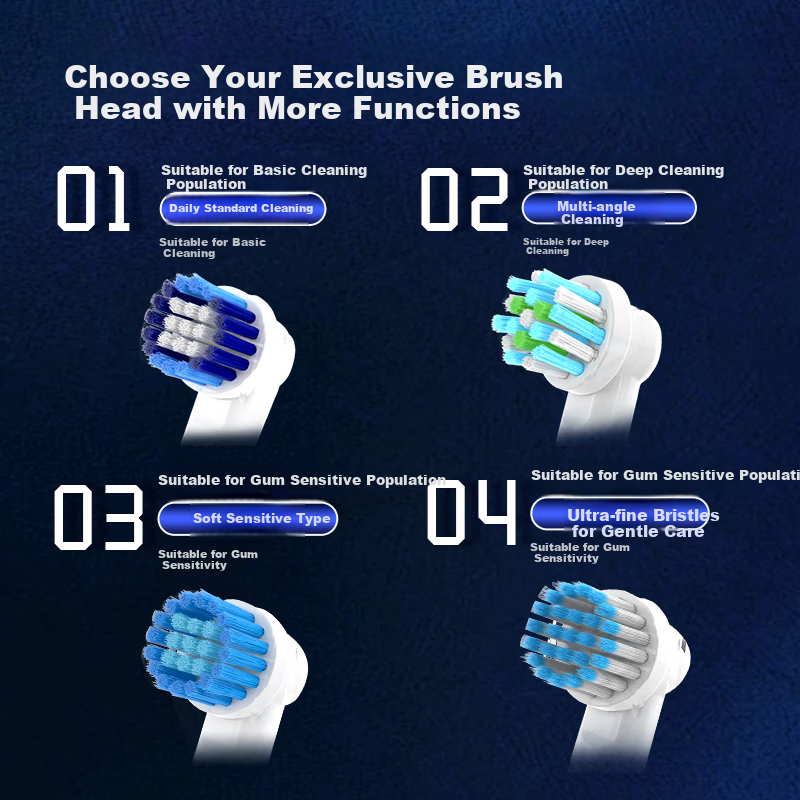 Насадки для электрической зубной щетки Dong Nai Lun, совместимые с Braun Oral-B D12, D16, D100, P2000, P4000, 3709 и другими универсальными сменными насадками, тип "Мульти-угол"