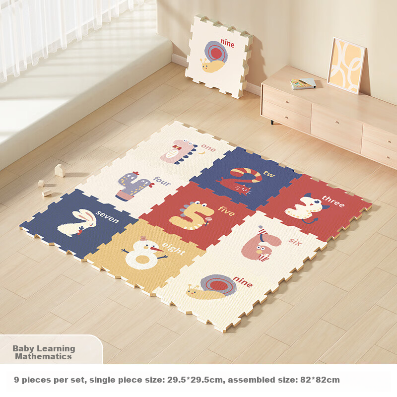 BG-BABYGO Baby Puzzle Crawling Mat, Infant Walking Anti-Fall Play Mat, XPE Thickened 2cm Indoor Floor Mat, Baby Learning Numbers