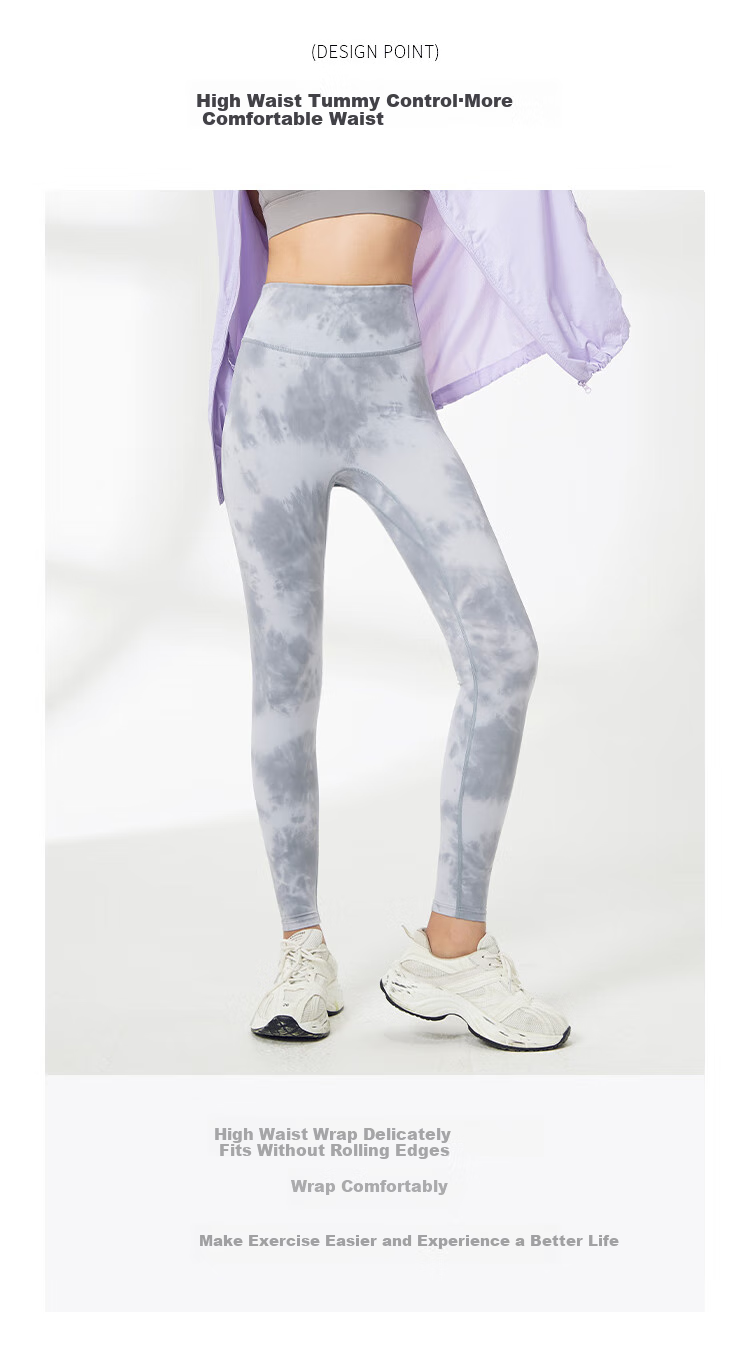 I'd National Style Tie-Dye Printed Yoga Pants for Women, Nude Feel Slim High-Waisted Butt-Lifting Running Fitness Yoga Pilates Leggings 8