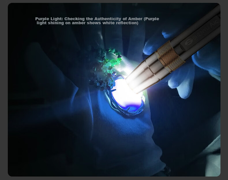 SHENYU Purple Light Flashlight for Jade Authentication, 365nm Strong Light for Jewelry, Antiques, Jade, And Currency Inspectio 8