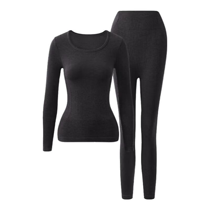 Bandgewoo Camellia Oil Moisturizing Thermal Underwear Women's Wool Autumn Shirt and Pants Set Slim Fit Thin Base Layer for Fall and Winter