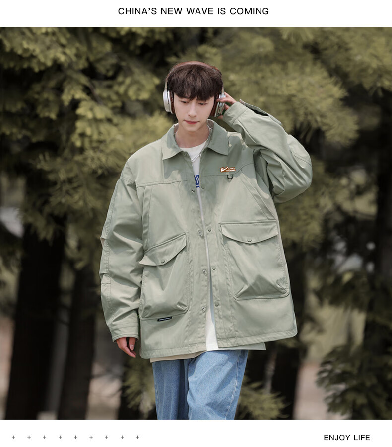 Huili Men's Autumn Jacket, Water-Repellent Lapel Jacket, Casual Simple Windproof Shirt Jacket for Men, Black, XL 12