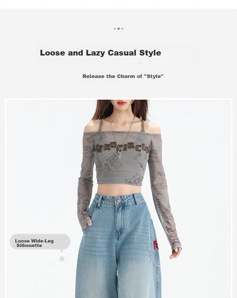 LangSha Embroidered Wide-Leg Jeans for Women, Spring 2025 Thin Vintage Style with Large Pockets, High-Waisted Washed Straight-Leg Jeans 5