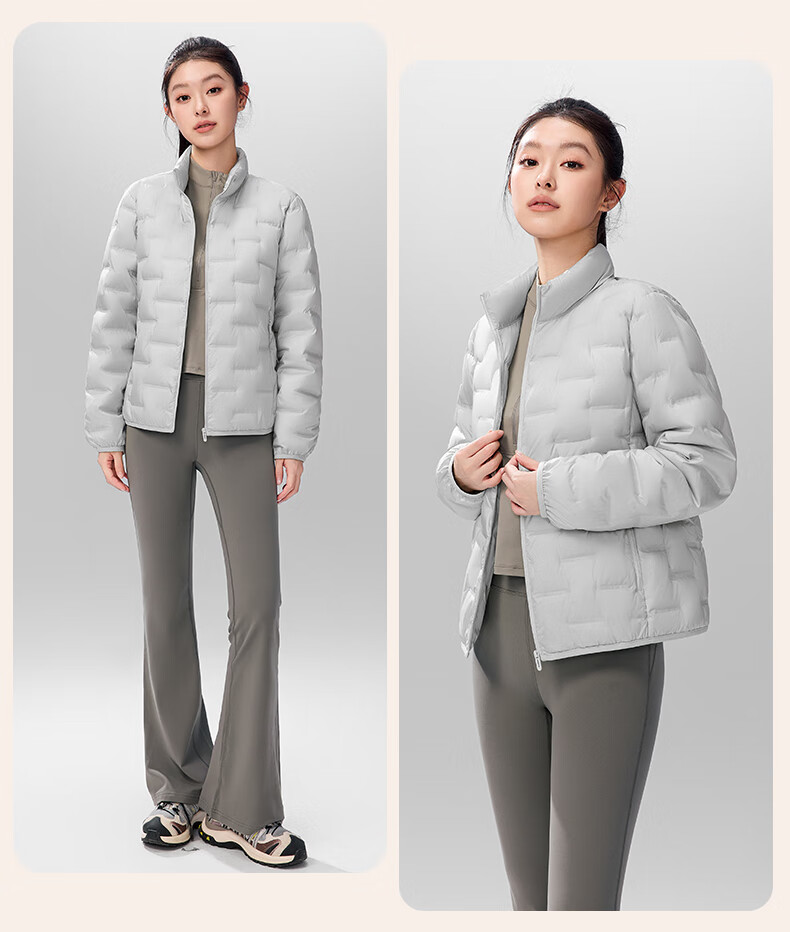 SNOWFLYING Women's Short Down Jacket 2025 Winter Korean Slim Fit Lightweight 90% Down Coat Cream Light Beige XL 26