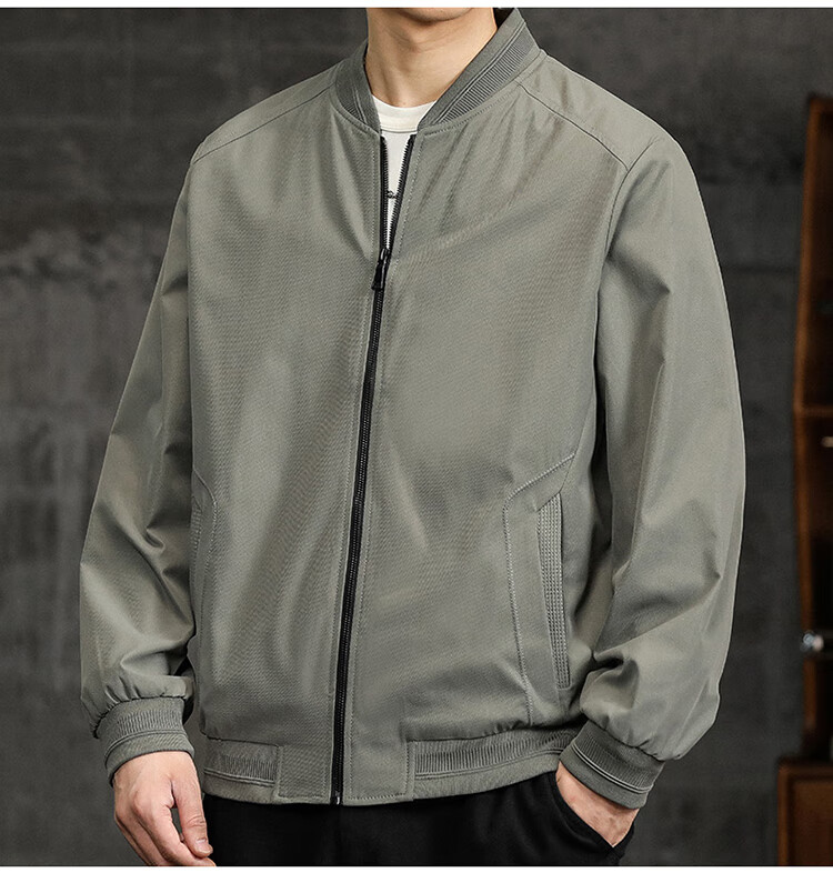 Pierre Cardin Men's Jacket Spring Autumn Premium Baseball Collar Workwear Coat Gray Green L 6