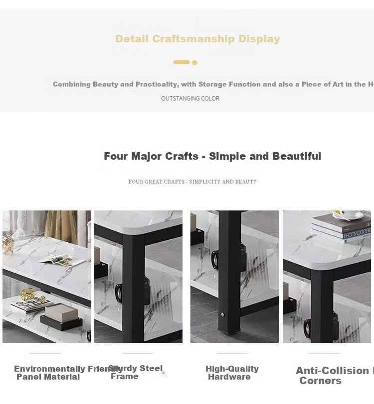 Gupujia Coffee Table, Living Room Double-Layer Light Luxury Coffee Table, Small Apartment Multifunctional Sofa Side Table, Modern Minimalist Small Tea Table 4