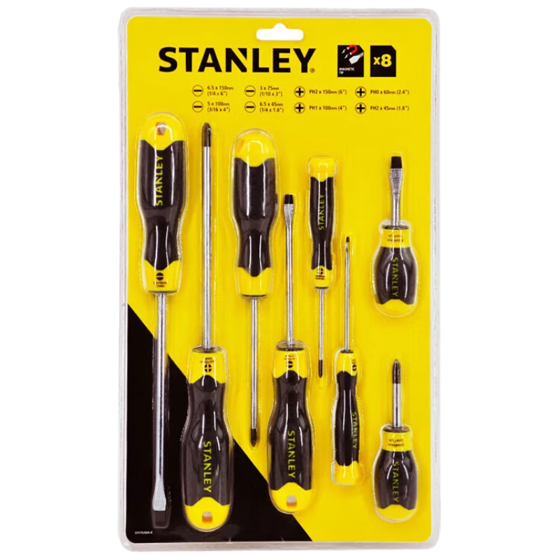 STANLEY Precision Chrome Vanadium Steel Magnetic Screwdriver Set, 8-Piece Manual Screwdriver Set STHT92004-8