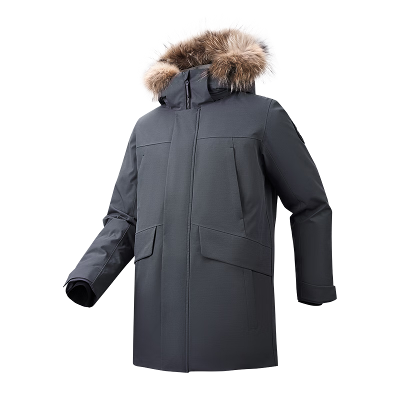 JD Jingzao Outdoor Extreme Cold Expedition Goose Down Jacket Heat Retention Men's Waterproof Mid-Length Parka Rock Gray S