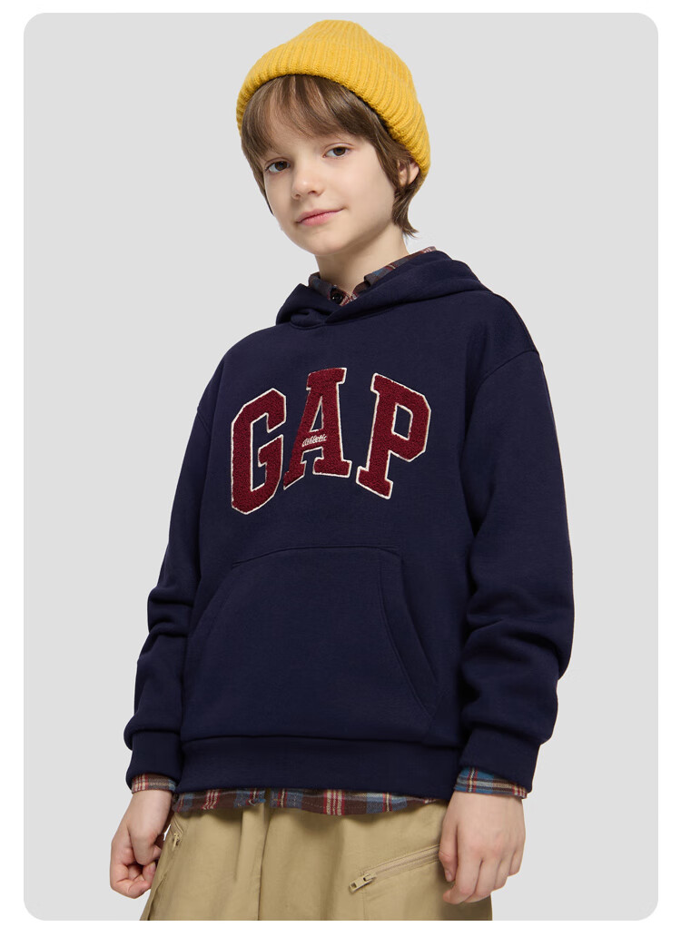 GAP [Same Style for Older And Younger Kids], Boys And Girls Autumn Logo Fleece Hoodie 804635 2