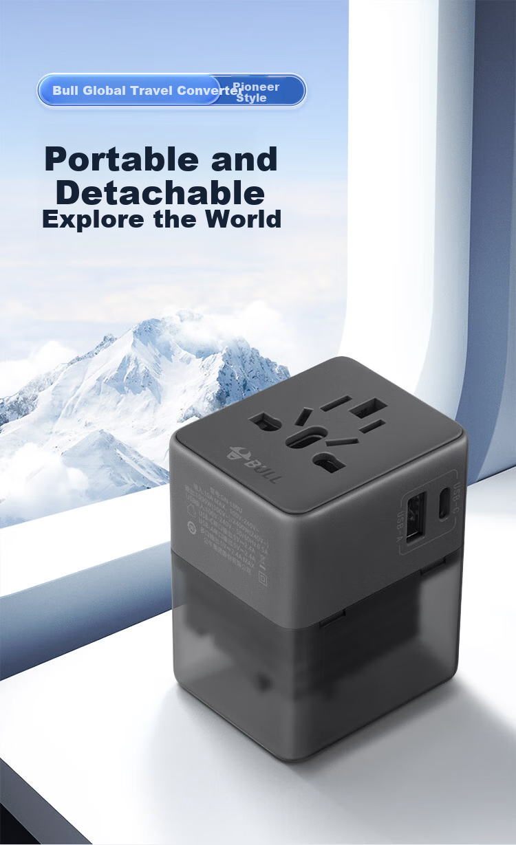 BULL USB Multi-Country Travel Adapter / World Travel Converter Plug, for Use in Foreign Countries And Some Regions, European Standard, American Standard, Australian Standard, British Standard GN-L09U without Switch 2
