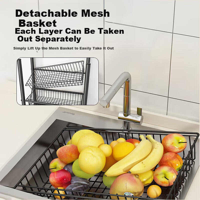 Quanpinwu Kitchen Storage Rack, Floor-Standing Multifunctional Utensil Shelf, Storage Organizer for Home, Fruit And Vegetable Basket, Storage Rack, 349