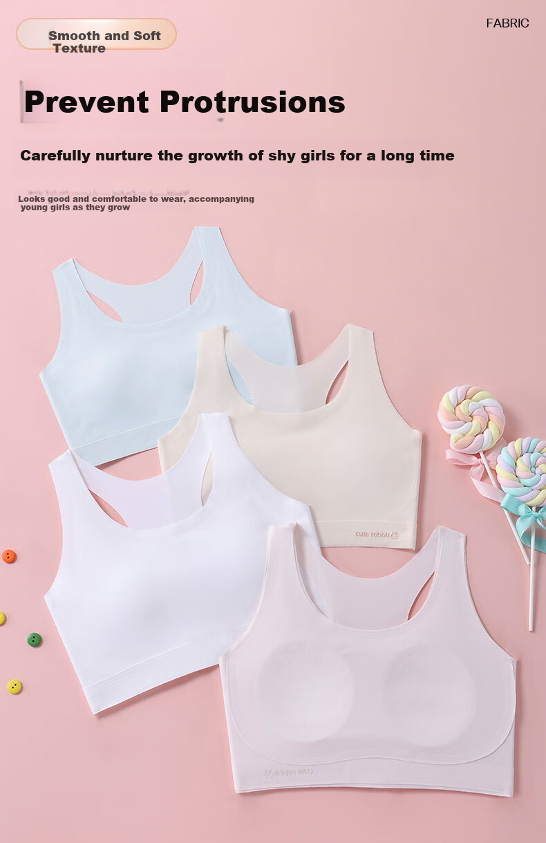 LangSha Seamless Girls' Underwear for Puberty Stage Two (Ages 10-14), Girls' Training Bra for Middle School And Elementary Students 12