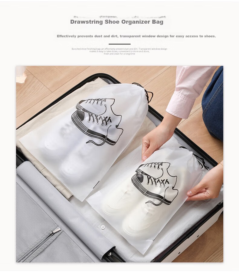 Kelianghuizi Travel Drawstring Storage Bags for School Dorm Organization, Shoe Organizer Pouches, Large 5 Medium 5 Small 10 Pack, Little Cow 4