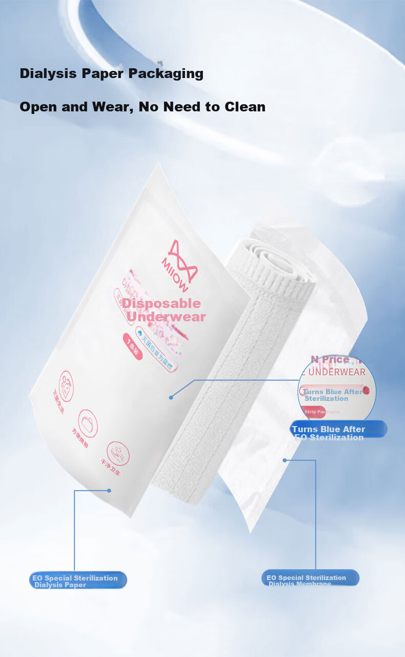 MiiOW Disposable High-Waist Cotton Antibacterial Underwear for Women, Sterilized And No-Wash, 6 Pieces, 3XL 5