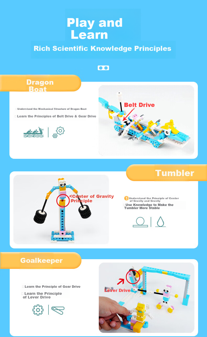 Tudao Mechanical Power Engineer Programming Robot, STEAM Children's Toy, Electric Building Blocks Assembly, Birthday Gift for Boys And Girls 6