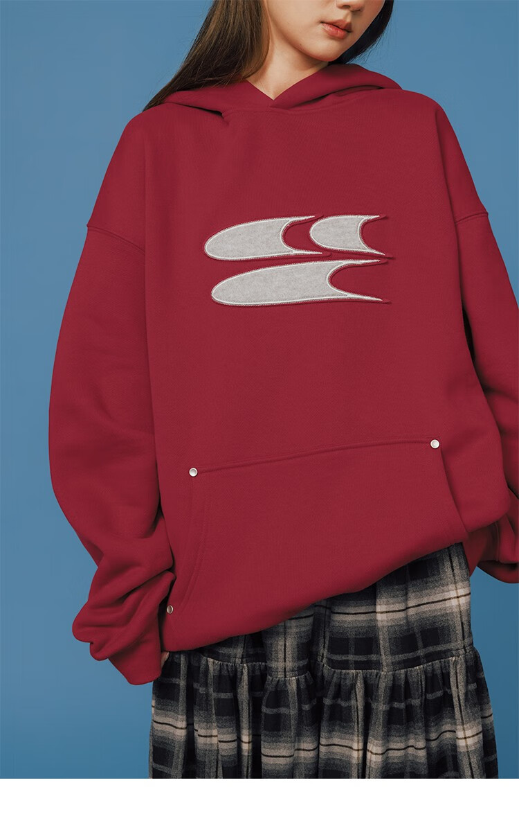 Crying Center Blue Wool Layered 3C Logo Fleece Sweatshirt Deep Blue S [Wen Qi Same Style] 11