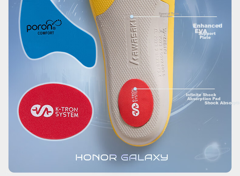 KAWASAKI Shock-Absorbing, Sweat-Wicking, Anti-Twist Arch Support Professional Sports Badminton Insoles for Men And Women, Deep Black, Size 40 3
