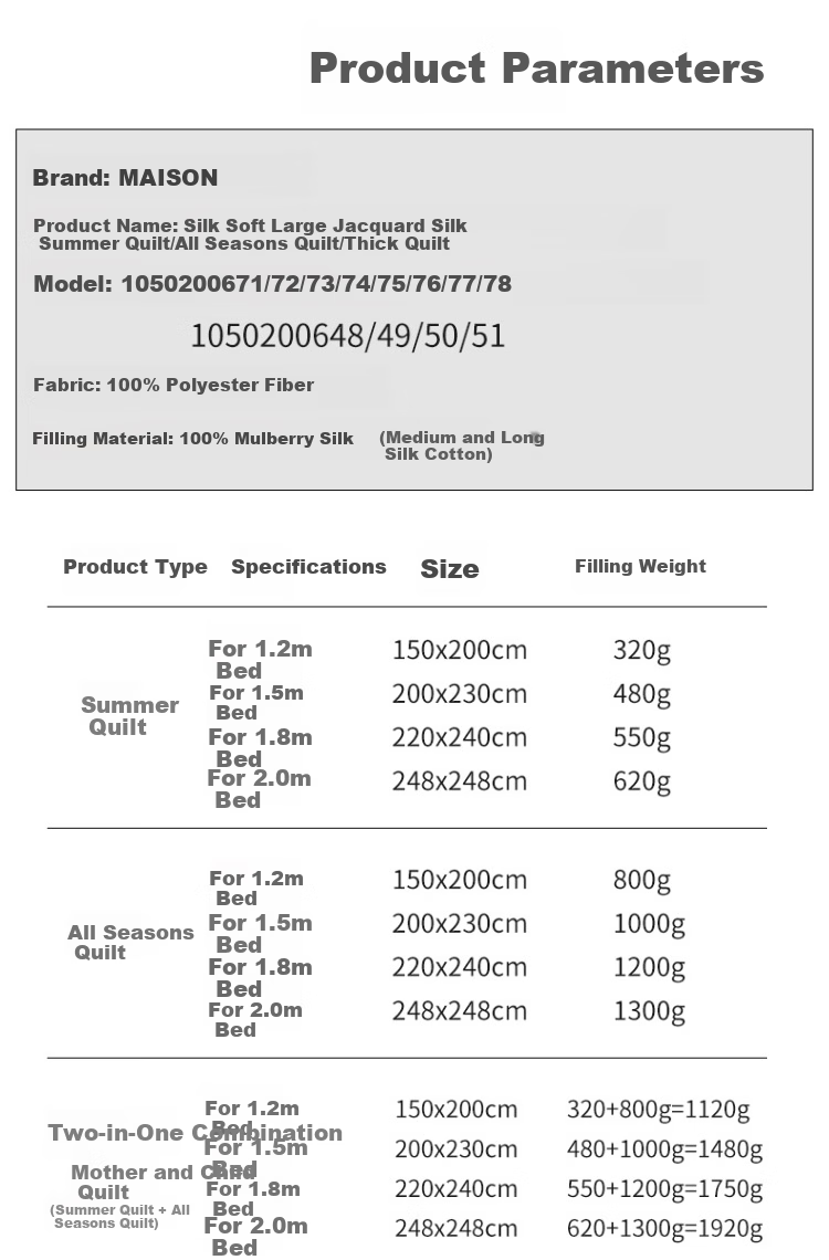 Mengjie Jiafang Silk Comforter, Soft Jacquard Pattern, Breathable Air Conditioning Summer Quilt, All-Season Duvet, Filling Material Approximately 480g, 200*230cm 9
