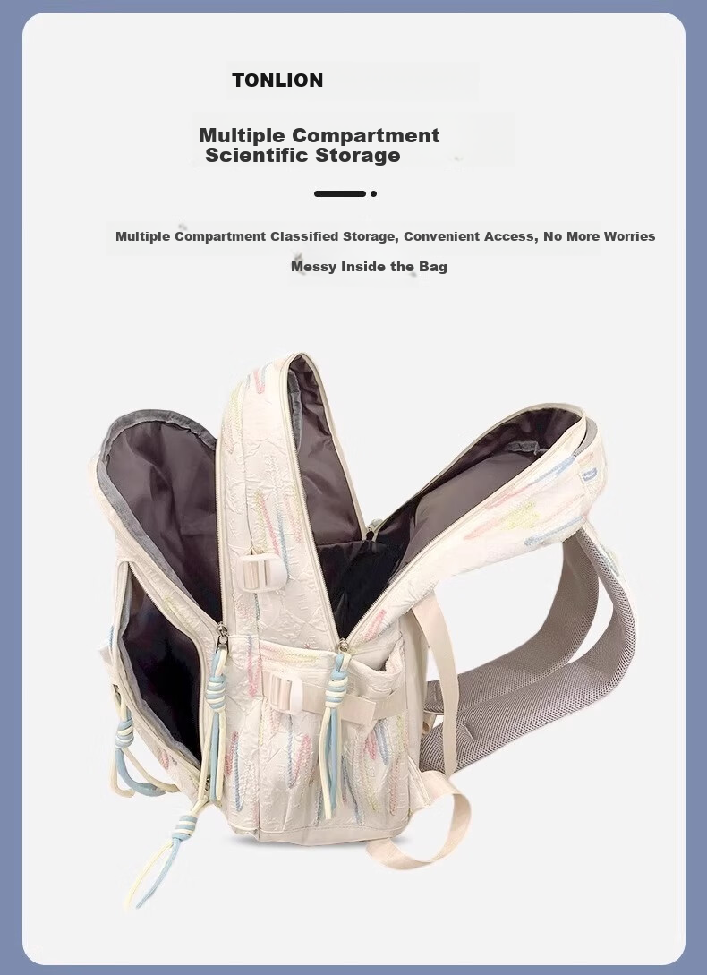TonLion Backpack for Middle School Girls, New Style for 2025, High School And Elementary School Students, Large Capacity, Lightweight Travel Backpack, Stylish Backpack 3