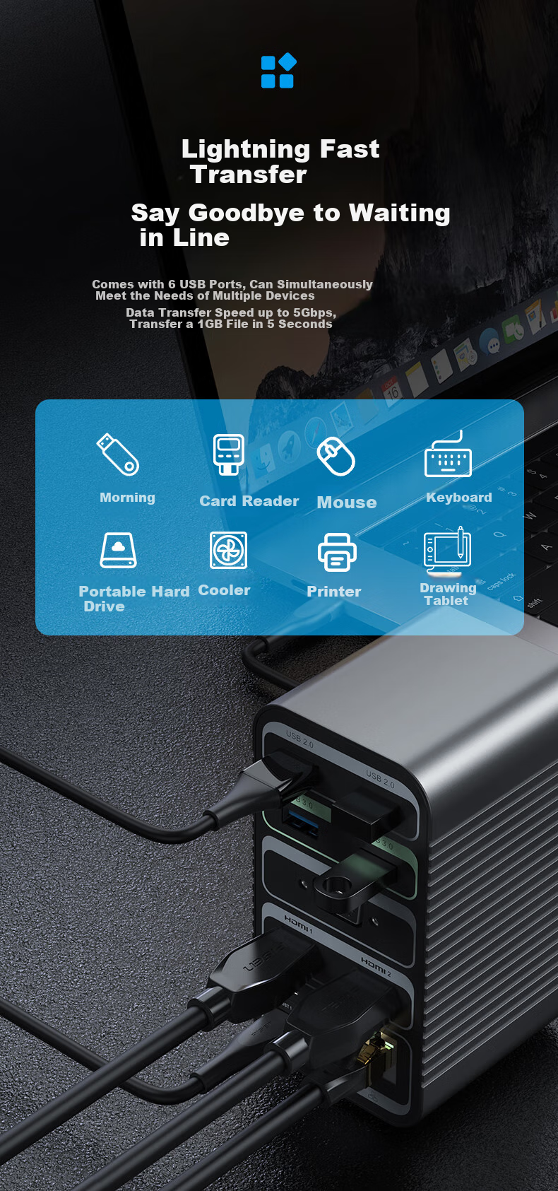 Pisen Mac mini Docking Station Apple AI Host M4/4Pro Desktop Expansion Dock M.2 SSD Enclosure Base USB-C to DP1.4 Screen Casting USB 3.2 Adapter 2