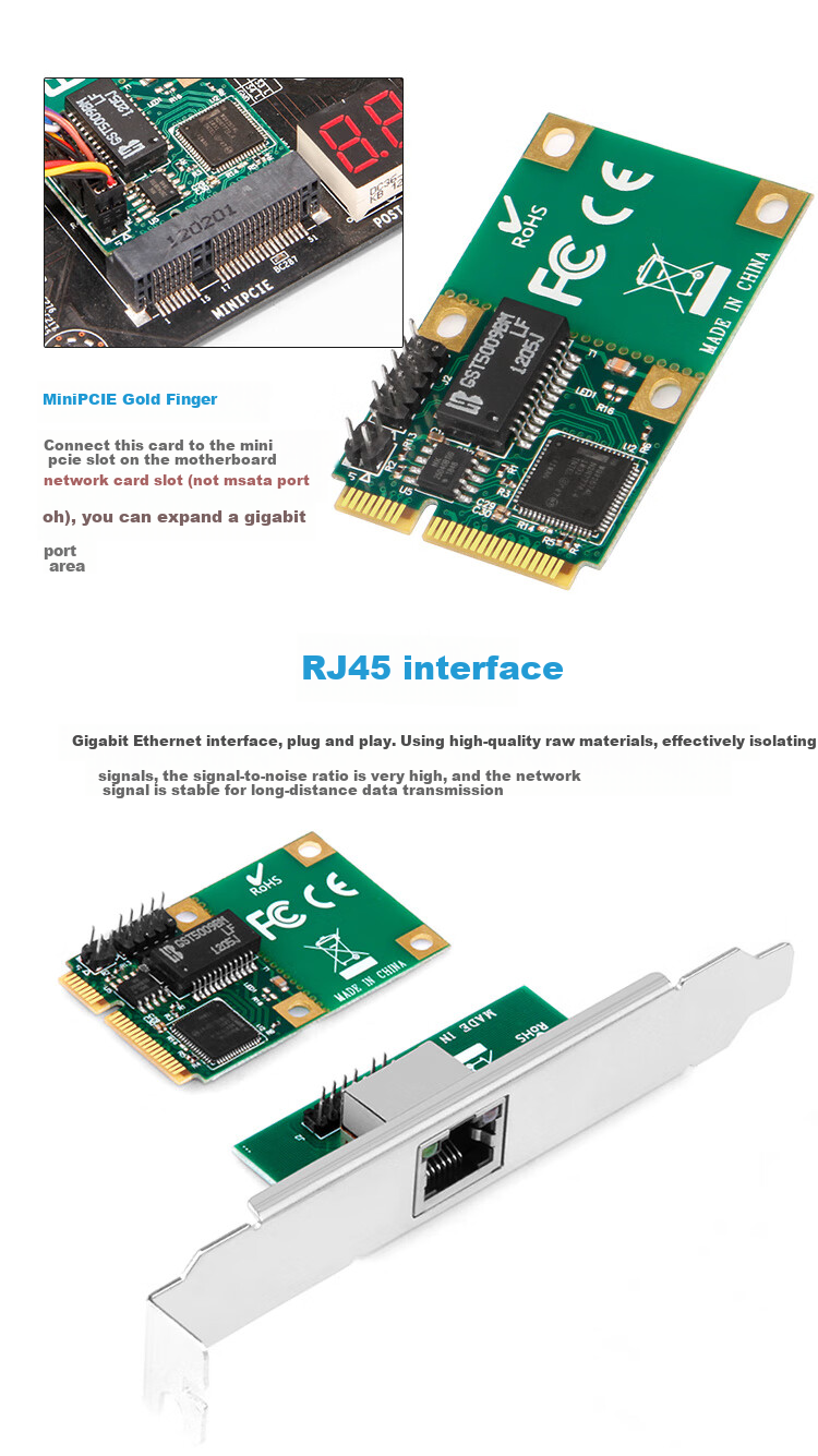 MOGE Mini PCIe 2.5G Network Card, Gigabit Ethernet Card with RTL8125 Chip, Mini PCI-E to Gigabit Network Adapter, 2500M Server Embedded Industrial Control Machine, MC4248 2