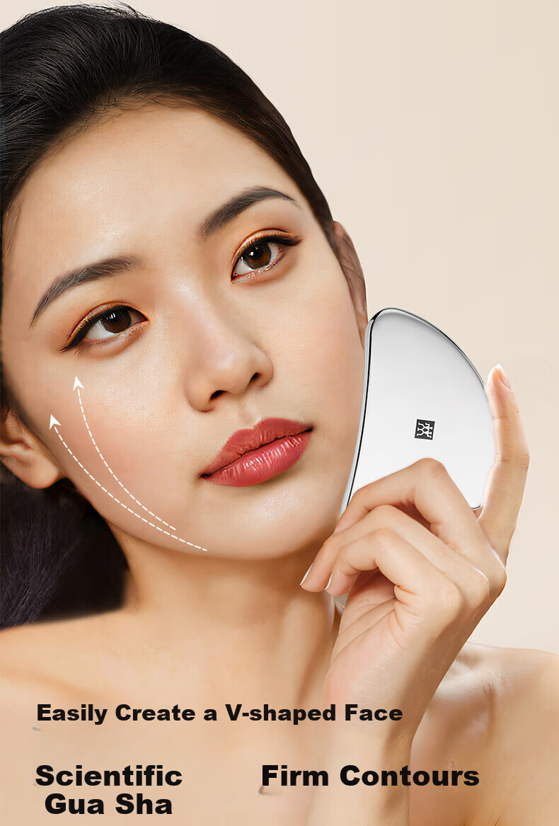 ZWILLING Gua Sha Board, Facial Massage Tool, Lifting And Tissue-Removing Stick, German Quality Stainless Steel, Can Be Used for Ice Compress, Birthday Gift for Women, Mid-Autumn Festival Gift for Female Teachers 7