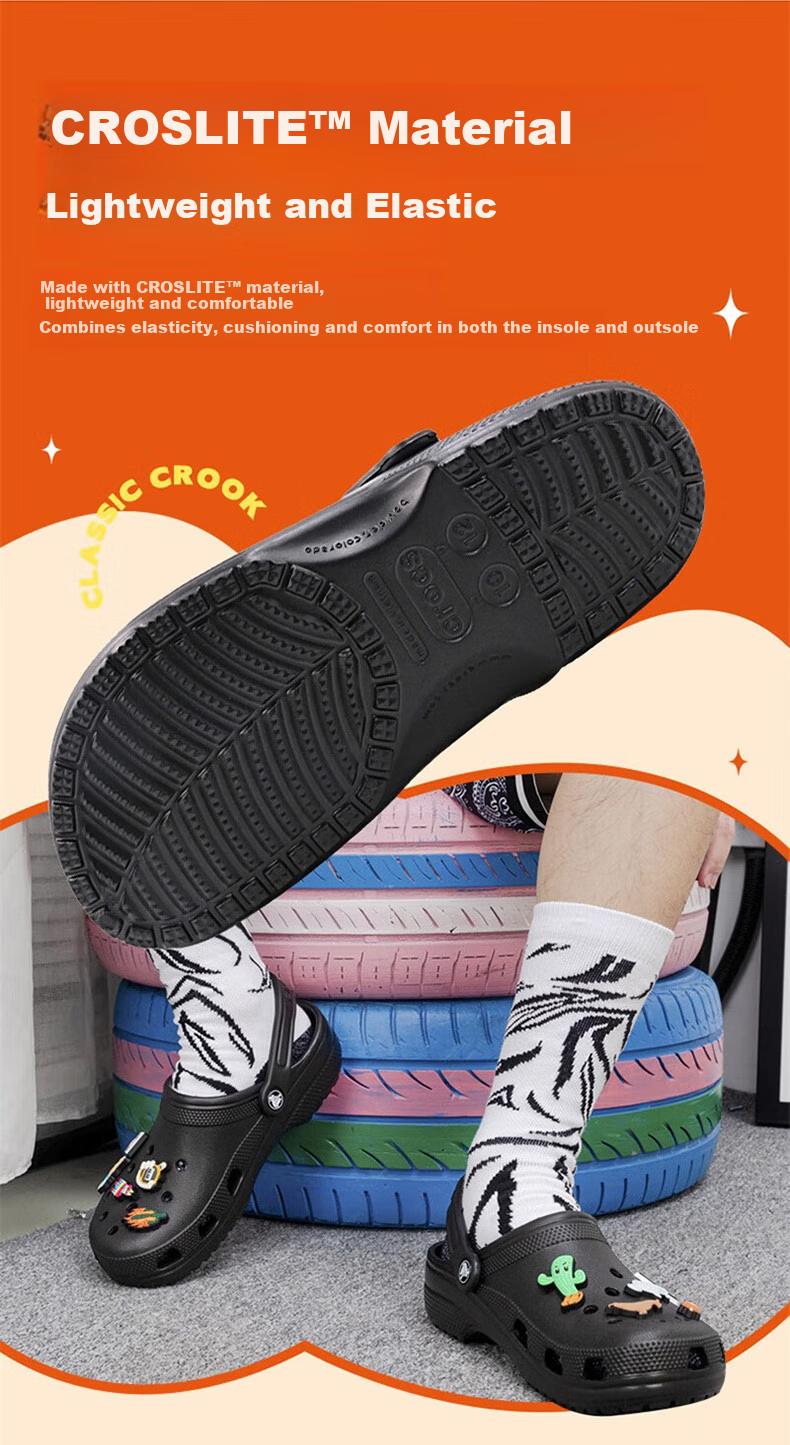 CROCS Unisex Classic Clog Outdoor Casual Fashion Trendy Beach Sandals Slippers 10001-100 Size 43-44 7
