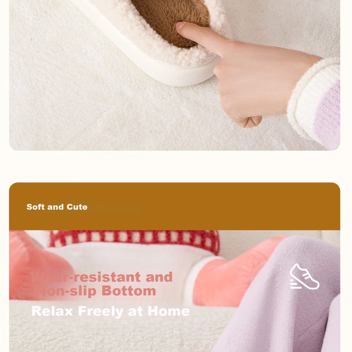 Grace Cute Cotton Slippers Women's Autumn and Winter Indoor Home Thickened Warm Anti-Slip Thick Bottom Slippers Women Winter 8