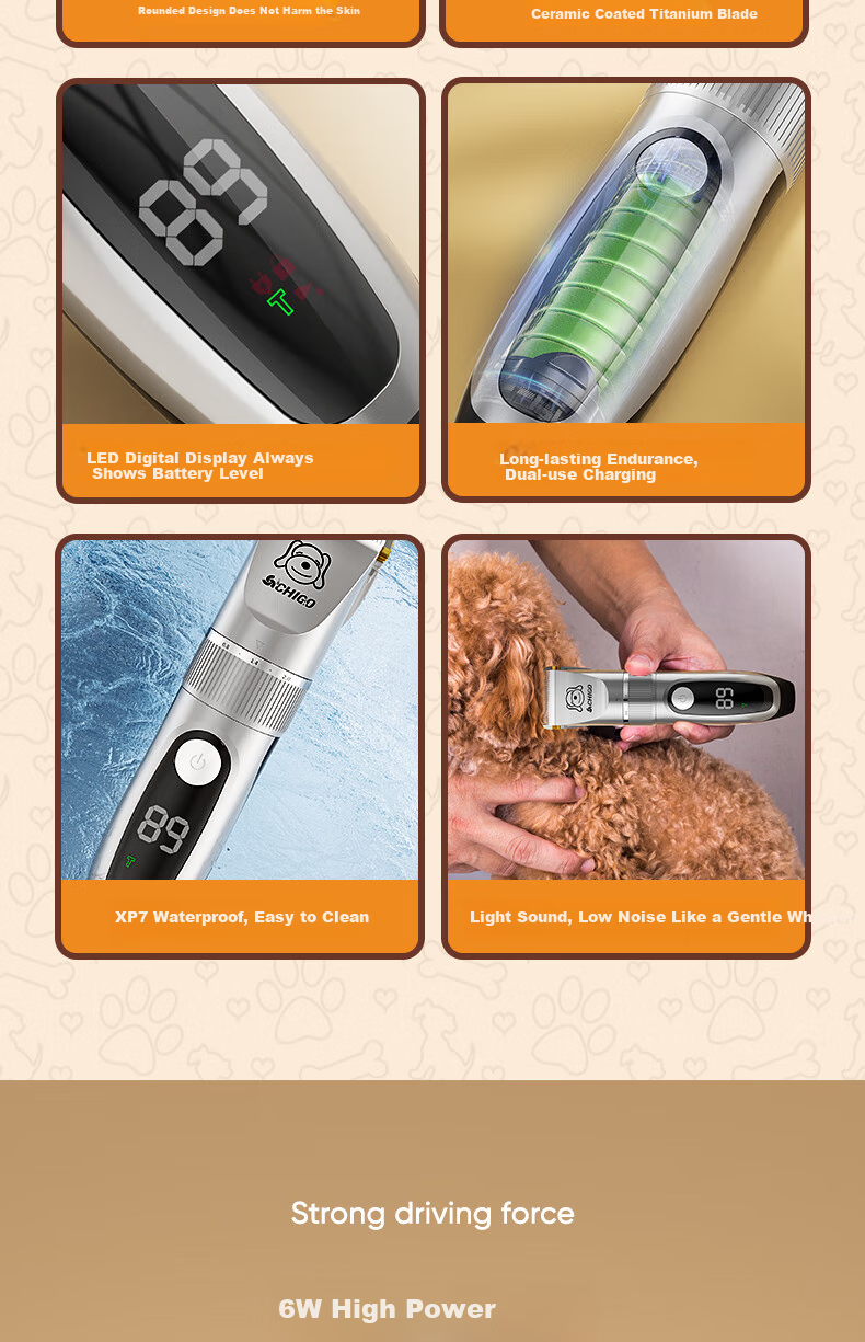 CHIGO Dog Electric Hair Clipper, Pet Grooming Tool, Hair Trimmer, Beauty Styling Pet Cat Hair Clipper, Paw Hair Trimmer, Hair Pusher F858A Graduation Gift 4