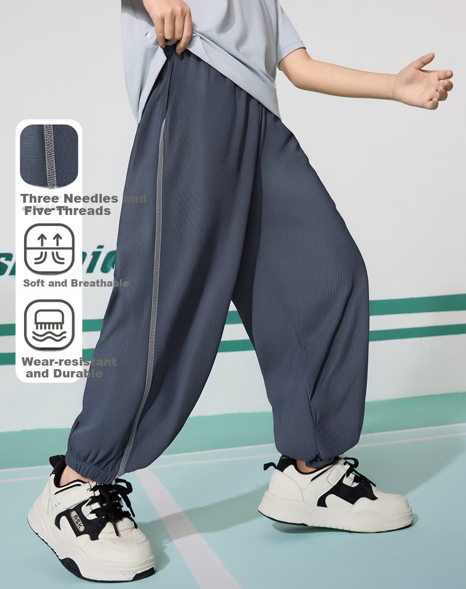 ASK JUNIOR Children's Pants, Summer Youth Skin-Friendly Running Sports Casual Pants, Unisex Tapered Leg Pants with Mosquito-Repellent Features 5