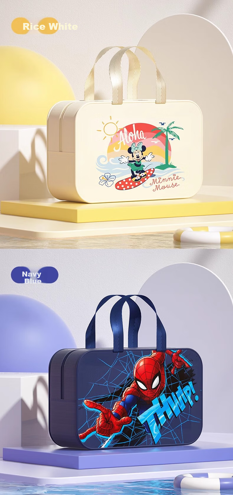 Dishini Children's Swim Bag with Dry And Wet Separation, Portable Waterproof Toiletry Bath Storage Bag, Large Capacity D95204 Spider-Ma 8