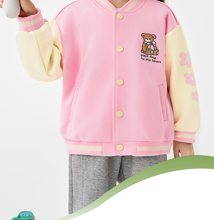 Badibadi Autumn Winter Baby Girls Baseball Jacket American Retro Coat Trendy Fashion Versatile Heart Bear 100 1