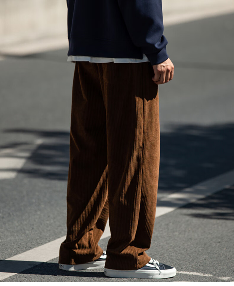 Paul Frank Casual Pants for Men, Spring And Autumn New Style Straight-Leg Trousers, Loose Corduroy Pants, Black Regular, 2XL 1